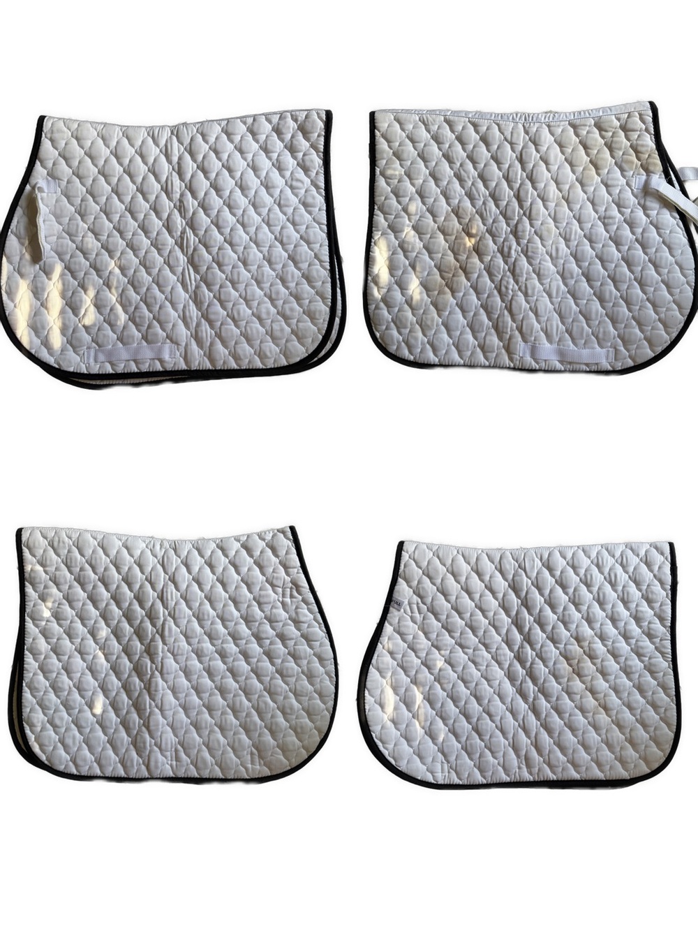 White Quilted Horse Saddle Pad with Black Trim - Unbranded